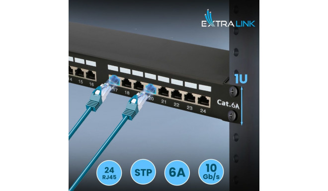 Extralink patch-paneel CAT6A STP 24-pordiline