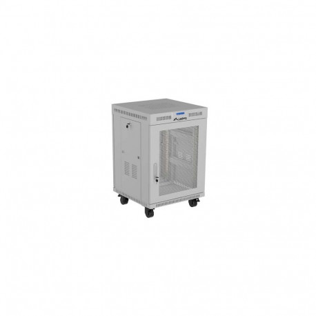 19-inch 15U floor-standing rack cabinet, 600x600, perforated door, LCD (flat-pack), grey