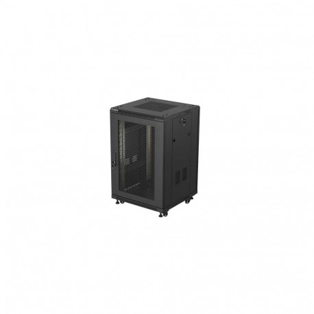 rackkapp 19-inch 18U põrandaline 600x600 perforeeritud uks LCD (flat-pack), must