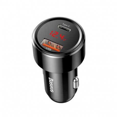 Baseus autolaadija Magic USB + USB-C QC 4.0 PD 45W, must