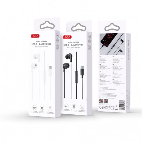 XO wired earphones EP84 USB-C white