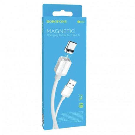 Borofone Magnetic BX57 andmeedastus- ja laadimiskaabel | USB-C | 12W | 1m | valge