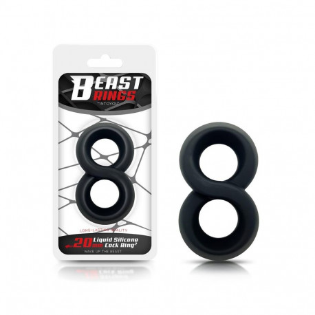 Double Penis Ring 100% Liquid Silicone 2 cm Black