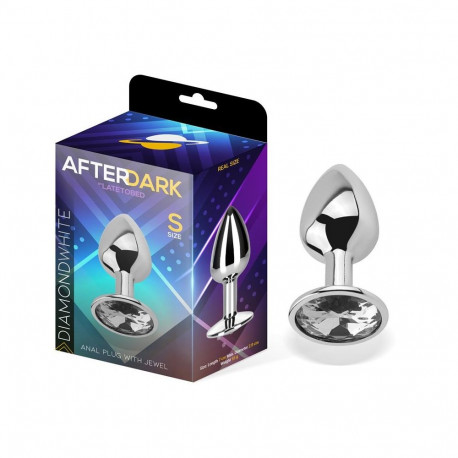 Butt Plug with Jewel Diamond White Size S Aluminium