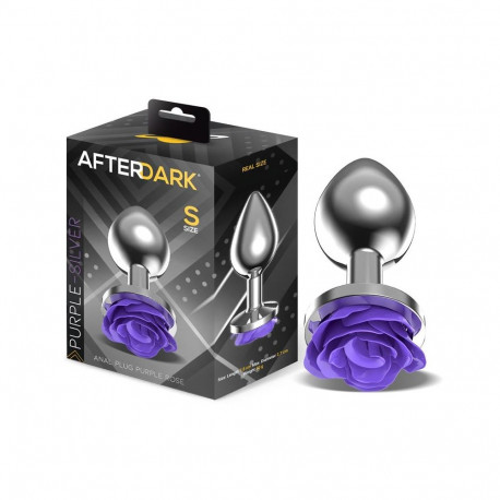 Metal Anal Plug with Purple Rose Base - Size S