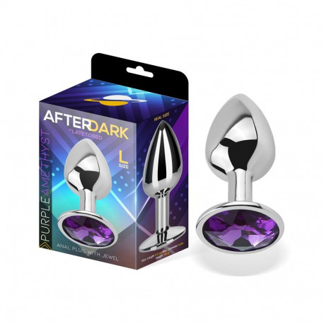 Butt Plug with Jewel Purple Amethyst Size L Aluminium