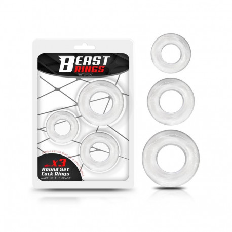 Set of 3 Cock Rings Flexible Clear