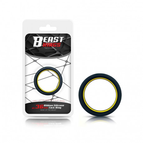 Penis Ring 100% Solid Silicone 3.6 cm Yellow and Black