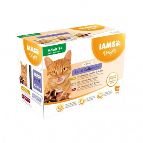 IAMS DELIGHTS märg kassitoit Land Collection kastmes 12x85g