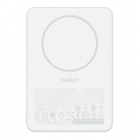 Belkin akupank BoostCharge Slim BPD015hqWH magneetiline 10000mAH 7,5W, valge