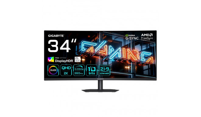 GIGABYTE mängumonitor MO34WQC36 34” WQHD kumer