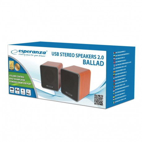 Speaker - Esperanza EP152 2.0 Channel USB 5 W, 3.5 mm Input, 80-20000 Hz