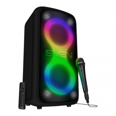 2.0 portable speaker SVEN PS-960, black, power output 2x80W (RMS), TWS, Bluetooth, FM, USB, LED-disp