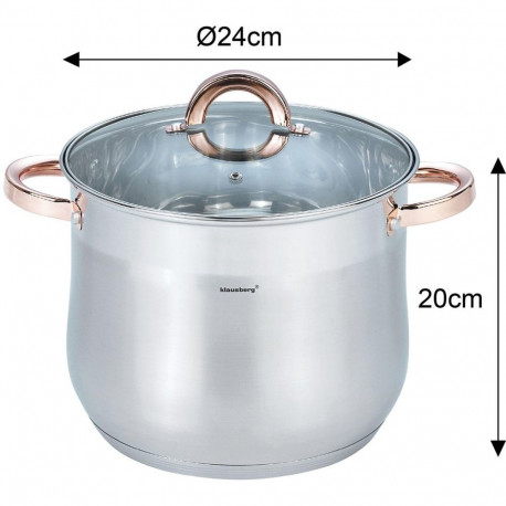 Klausberg pott KB-7793 roostevabast terasest kaanega 8.6l, läbimõõt 24cm