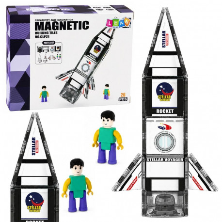 Magnetilised ehitusplokid kosmoseraketiga ja figuuridega 26-osaline