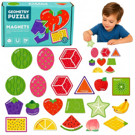 Puzzle Magnetyczne Nauka Owoców Magnesy Na Tablice Lodówkę 30 el.