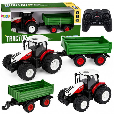 traktor 1:24 kaugjuhitav koos kallutatava haagisega tuled ja heli