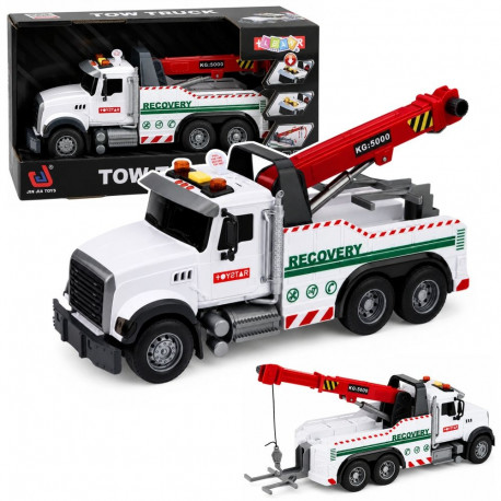 Ehitusauto 1:14 reguleeritava kraaniga tulede ja helidega, valge