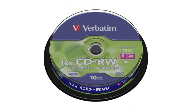 Verbatim cd-rw-ketas 1x10 80/700MB 10x Speed cakebox
