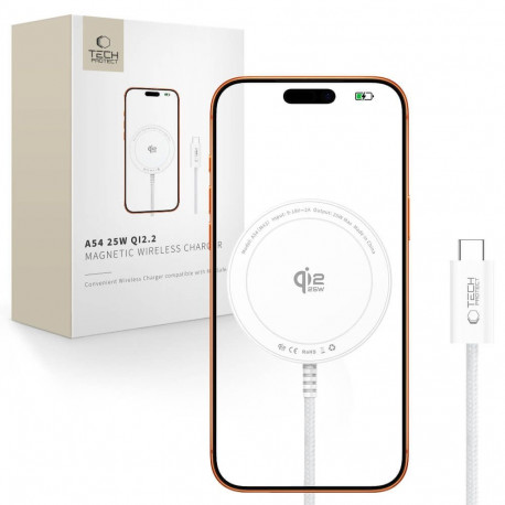 TECH-PROTECT A54 MAGNETIC MAGSAFE WIRELESS CHARGER 25W QI2.2 WHITE
