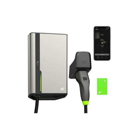 "Green Cell EVGC021B2275 HabuDen Wallbox 22kW 32A 7.5m NFC Type 2 Cable Smart EV Charging Station wi