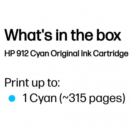 "HP 912 Cyan Original Ink Cartridge Cyan 2,9ml 315Seiten"