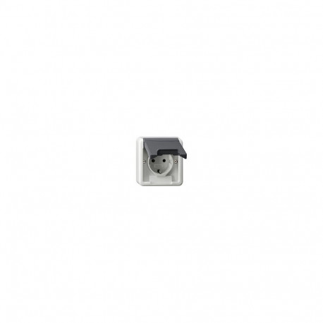 "Gira 445035 SCHUKO-Steckdose Klappdeckel+BSF (OT) WG AP IP44 Grau"