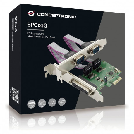 CONCEPTRONIC kaart PCIe1x 2x RS232-sarjaport, 1x paralleelport 2.5Gbps