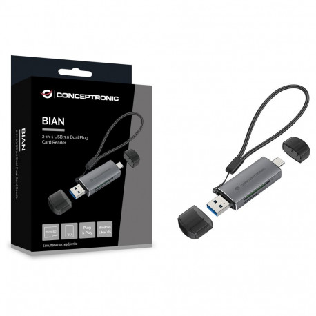 "CONCEPTRONIC Kartenleser USB-A/-C3.2->TF/Micro-SD3.0 schwarz"