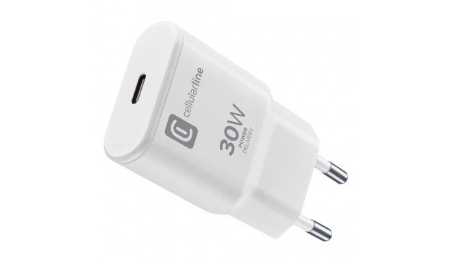 "Cellularline USB-C GaN Reiselader 30W White"