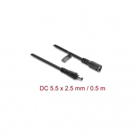 "Delock DC Verlängerungskabel 5,5 x 2,5 mm Stecker zu Buchse mit Bajonettverschluss 18 AWG, 0,5 m sc