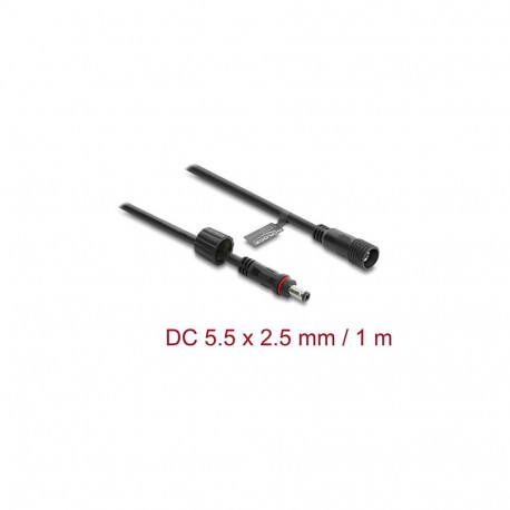 "DC Verlängerungskabel 5,5 x 2,5 mm Stecker zu Buchse mit Schraubverschluss M12 x 1,75 mm Gewinde wa