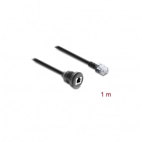 "Kabel RJ12 Stecker zu RJ12 Buchse zum Einbau 1 m schwarz"