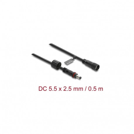 "DELOCK DC Verlängerungskabel 5,5 x 2,5 mm St > Bu 0,5m schw."