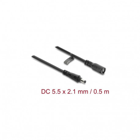 "DELOCK DC Verlängerungskabel 5,5 x 2,1mm St > Bu 0,5m schw."