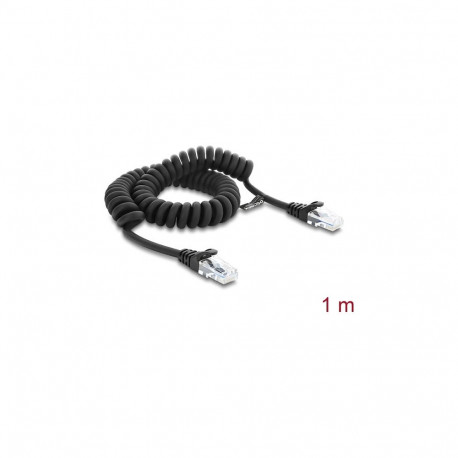 "DELOCK RJ50 Spiralkabel Stecker > Stecker 1m schwarz"
