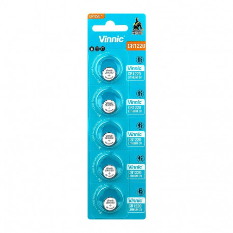 Battery - Vinnic CR1220 3V Lithium Coin Cell, 5 Pcs