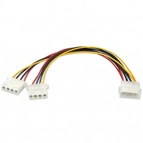 Power Adapter - Lindy 5.25" 4-Pin Male To 2× 5.25" Female Y-Cable, 0.25 m