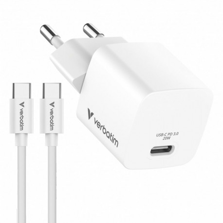 Universaalne mini GaN laadija 20W kaabliga 1m USB-C P.D 3.0