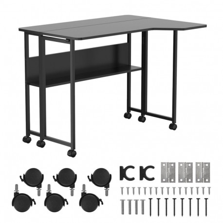 Maclean kokkupandav laud MC-126 L/B ratastega 100x73cm maks. 50kg kaldus L-kujuline, must