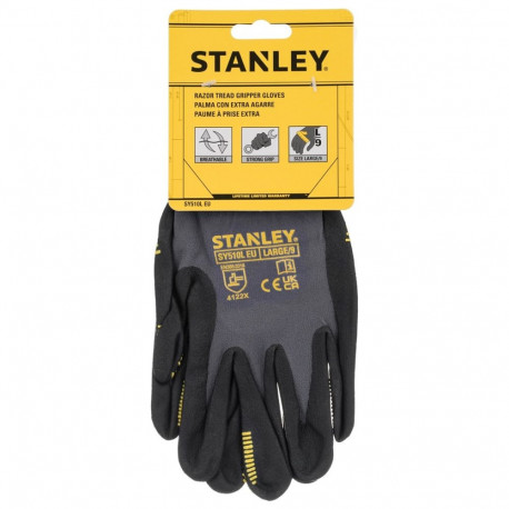 Work Gloves - STANLEY SY510L Size L (9), Black/Grey