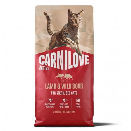 CARNILOVE kuiv kassitoit active cat lamba ja metssiga steriliseeritud kassidele 2kg