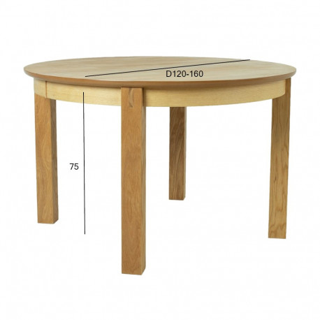 Dining table CHICAGO NEW D120/160xH75cm, oak
