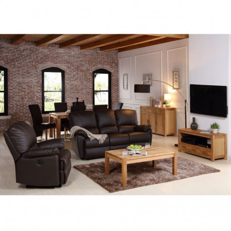 TV table CHICAGO NEW with 2-drawers, 140x40xH45cm, wood: oak veneer, color: natural