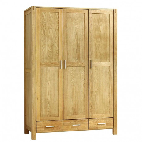 Riidekapp CHICAGO NEW 3-ukse ja 3-sahtliga, 130x57xH190cm, puit: tammespoon/MDF, värvus: naturaalne,
