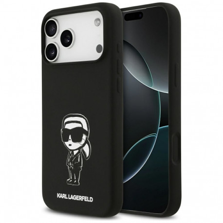 Karl Lagerfeld Silicone Karl Sketch & Logo MagSafe Case for iPhone 17 Pro Max - Black