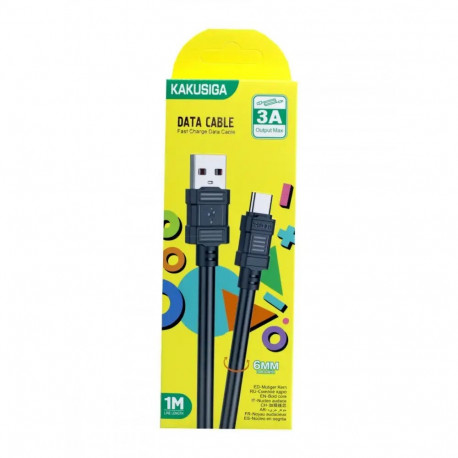 KAKU KSC-806 andmeedastus- ja laadimiskaabel | USB-A kuni USB-C | 15W | 1m | must
