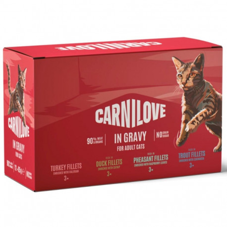 CARNILOVE märg kassitoit kotikestes kastmes 12x85g