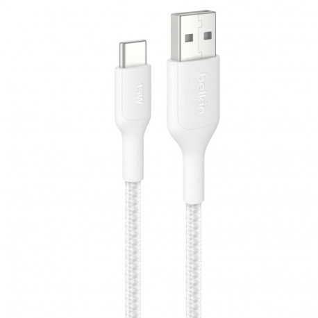 Belkin BOOSTCHARGE punutud kaabel USB-C/USB-A 2m CAB022hq2MWH, valge