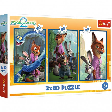 TREFL DISNEY puslede komplekt Zootropolis, 3x80 osa